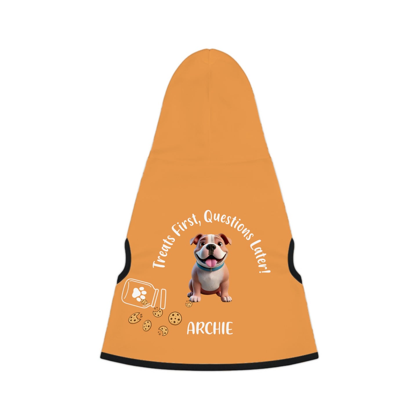 “Treats First, Questions Later” Personalized Dog Hoodie