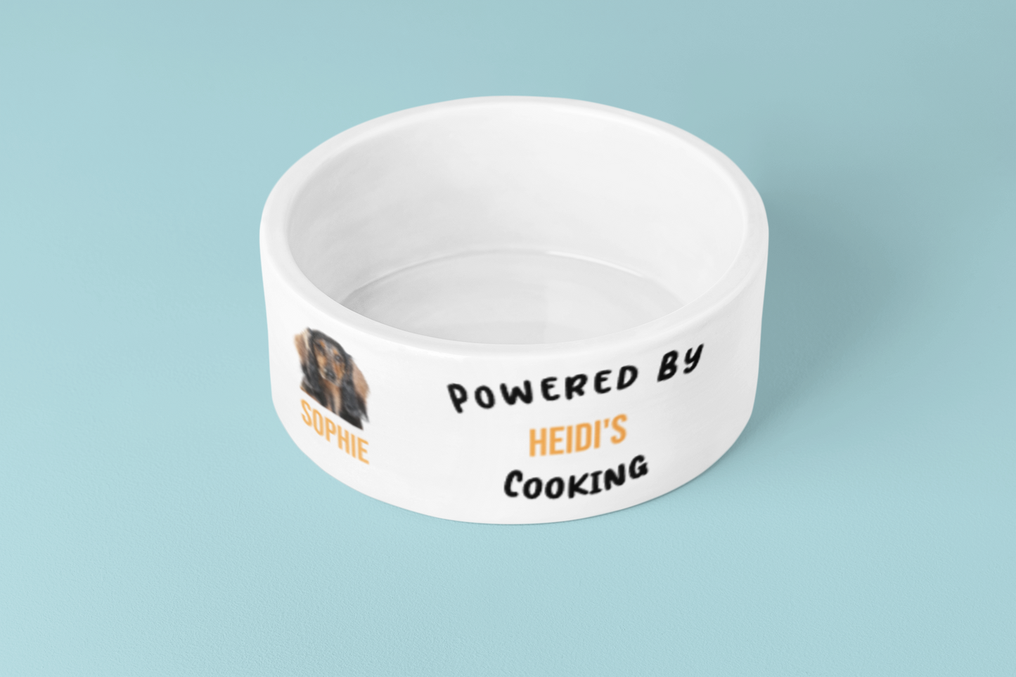 Personalized Ceramic Dog Bowl – Custom Name, Text Color and Breed Image