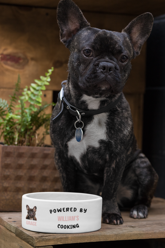 Personalized Ceramic Dog Bowl – Custom Name, Text Color and Breed Image