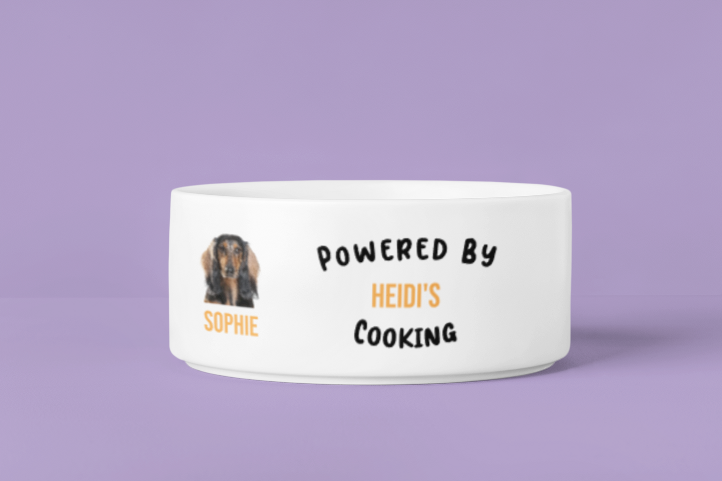 Personalized Ceramic Dog Bowl – Custom Name, Text Color and Breed Image